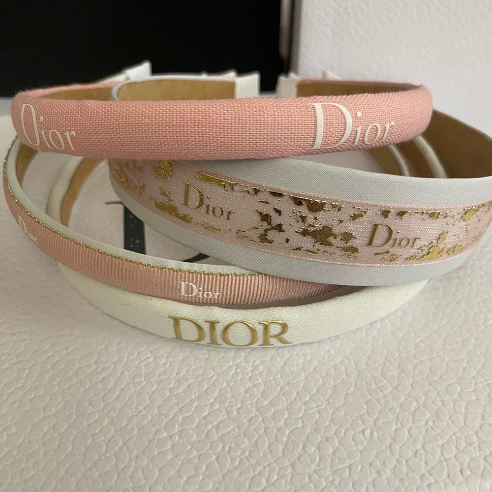 Dior Gold and Pink Ribbon Logo Headband - Picture 6 of 6